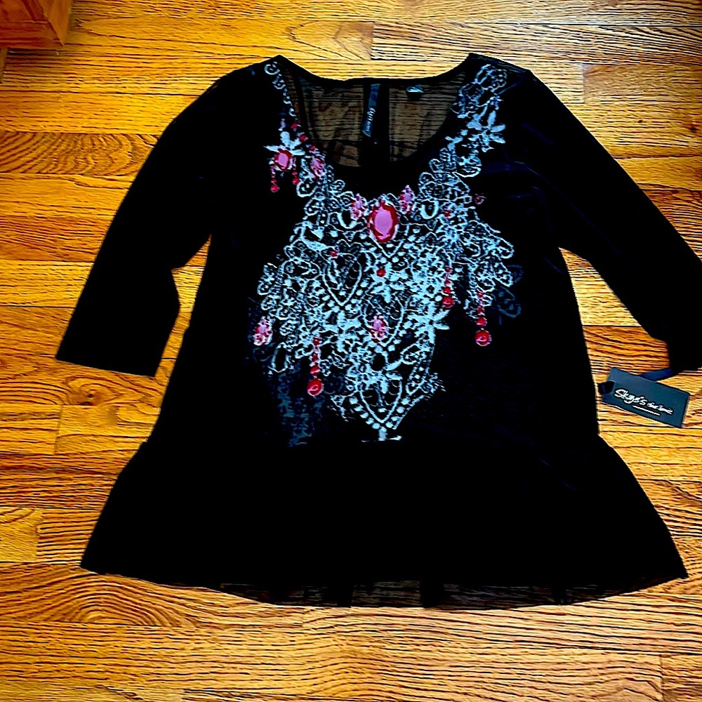NWT Skye’s TheLimit.BlackS:M.Sexy as a top,swimcover or?Red&Whitedesign on front
